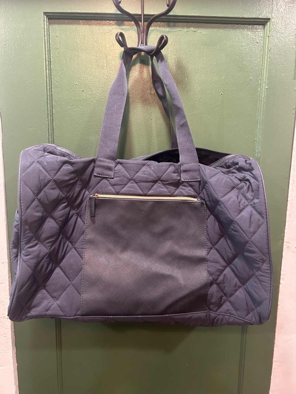 Quilted Large Tote Bag in Charcoal Gray